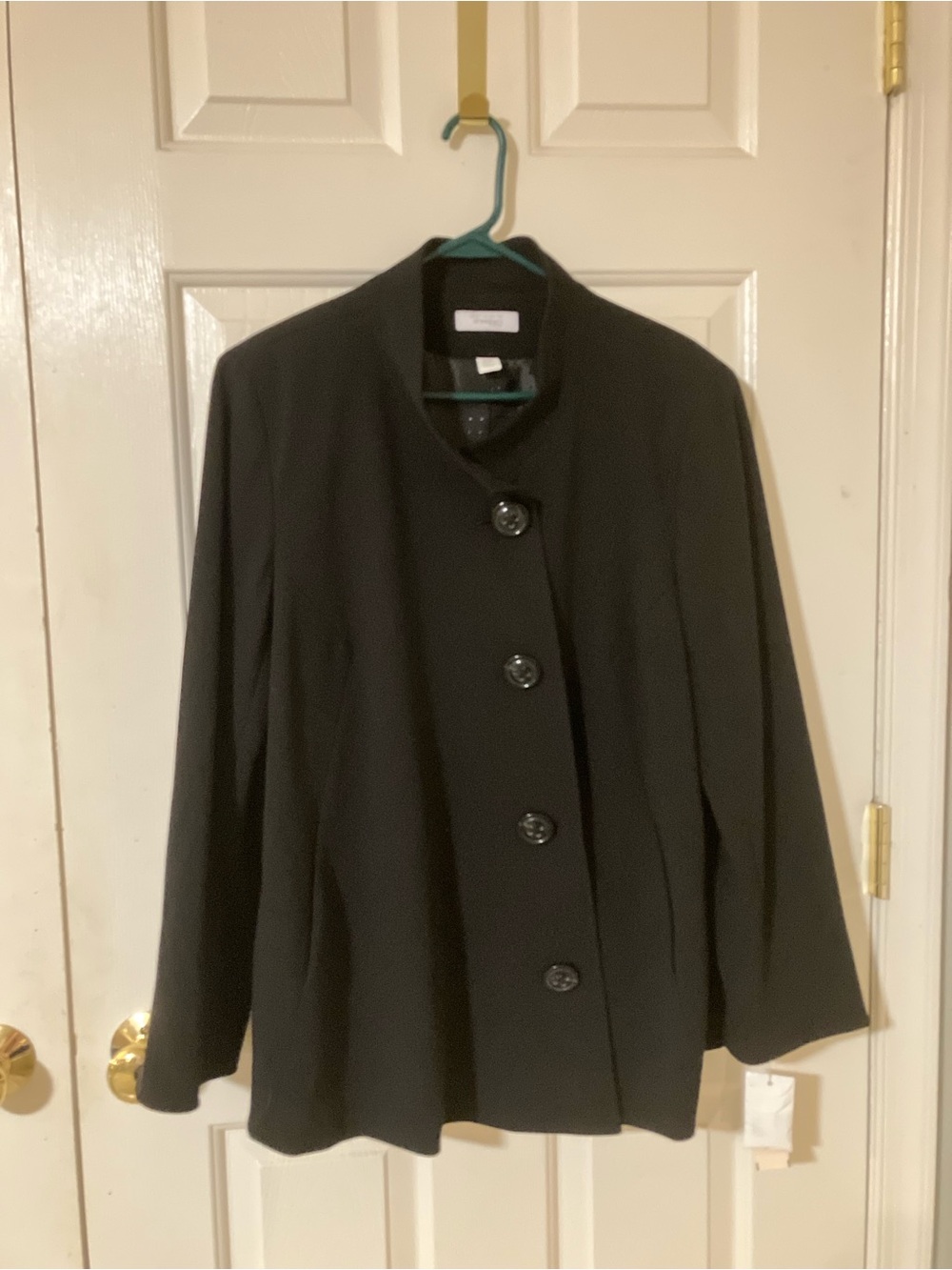 dressbarn Black Stand-Collar Button Blazer